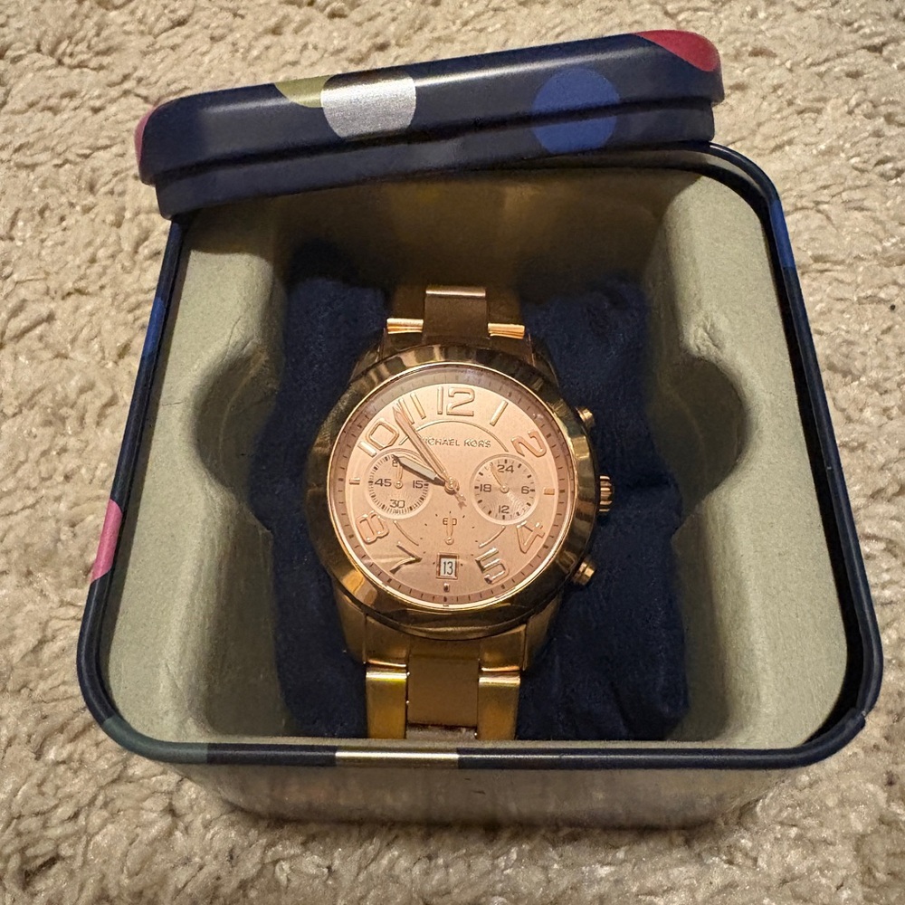 Michael Kors Rose Gold Stainless Steel Chronograph Watch